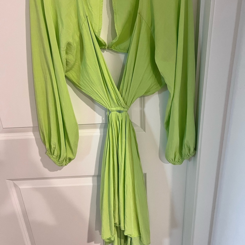 Lulus Lime Green Long Sleeve Cutout  Dress Size Large - Picture 4 of 12